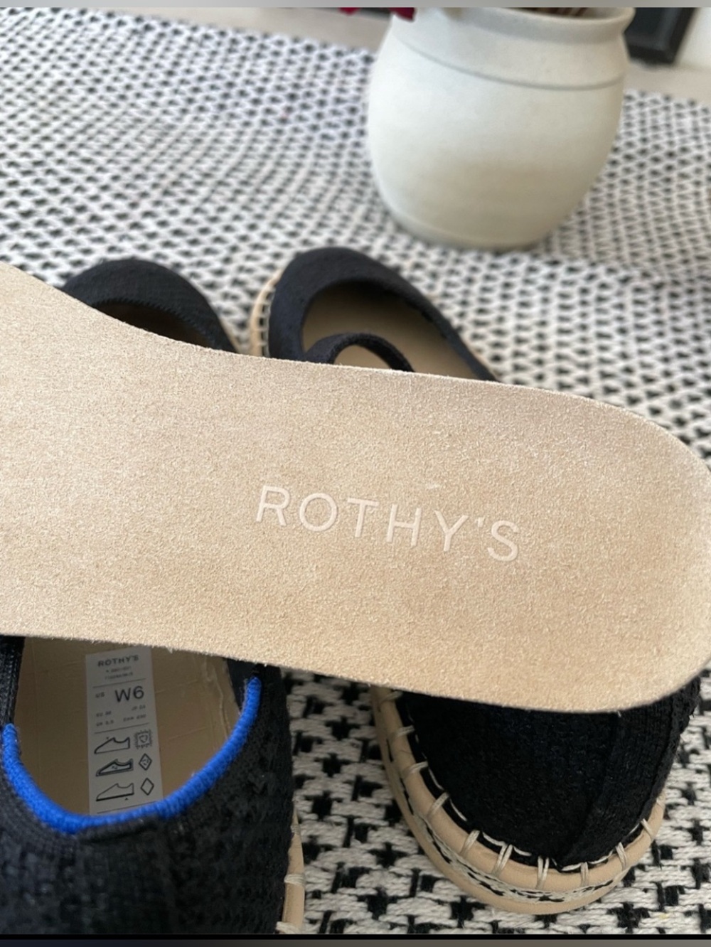 Rothy’s Espadrille Mary Jane Flats Ballet Size 6 Hemp Black - Picture 8 of 8